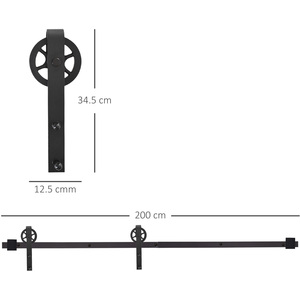 HOMCOM Carbon Steel Sliding Barn Door kits - Black by HOMCOM