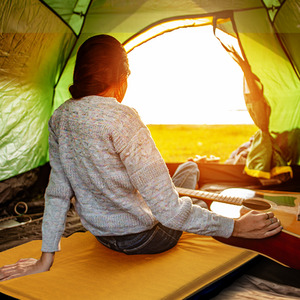 Outsunny Self-Inflating Single Inflatable Mattress with Carry Bag - Khaki by Outsunny