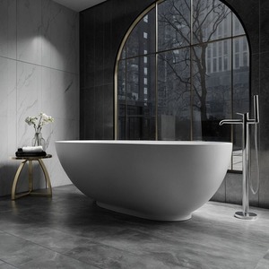 Huesca Freestanding Matt Stone Bath - White by Fino Stone