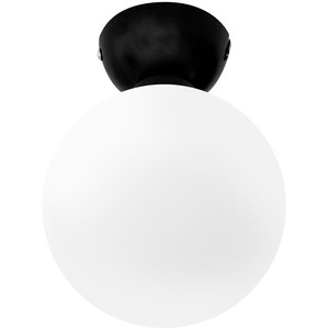 Orbital IP44 Bathroom Ceiling Light Glass Globe Shade and Warm LED Bulb - Black by ValueLights