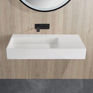 Cantabria Wall Hung Matt Stone Basin - White by Fino Stone