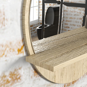 kleankin Round Bathroom Mirror with Shelf Wall Mounted Makeup Mirror by kleankin