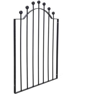 Garden Metal Fence Gate with Ball Finial Top - Black by Livingandhome