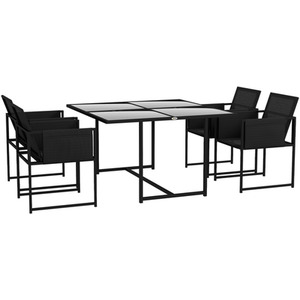 Outsunny 4 Seater Outdoor Table and Chairs with Adjustable Backrest for Garden - Black by Outsunny