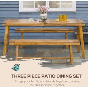 Outsunny 3 Pieces Acacia Wood Garden Dining Set - Natural by Outsunny
