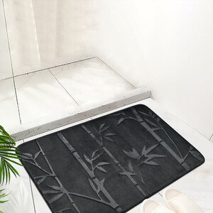 Bamboo Embossed Memory Foam Bath Mat - Black