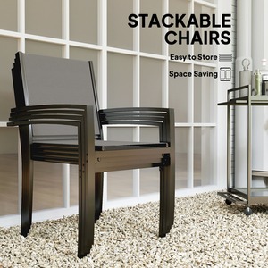 Outsunny 5 Piece Garden Furniture Set with 4 Stackable Chairs - Dark Grey by Outsunny