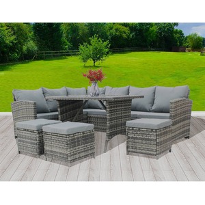 BIRCHTREE Rattan Garden Furniture Patio Set - Grey by BIRCHTREE