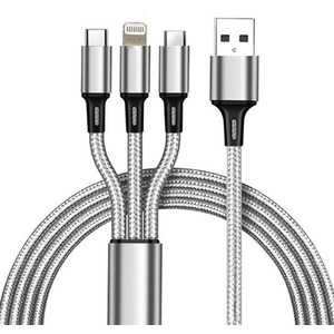 Nylon Three-in-one Charging Cable