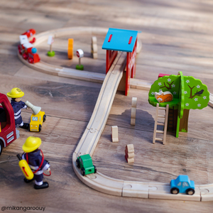 Fire Station Train Set - Multi-coloured by Bigjigs Rail