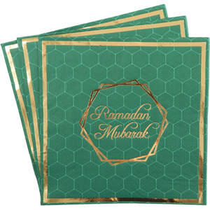 Ramadan Mubarak Party Napkins Green - GREEN by Peacock Supplies