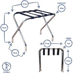 Folding Metal Luggage Rack - Chrome / 1 by Harbour Housewares