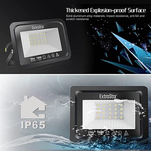20W LED Flood Light, 6500K, IP65 - Black / 1 by ExtraStar