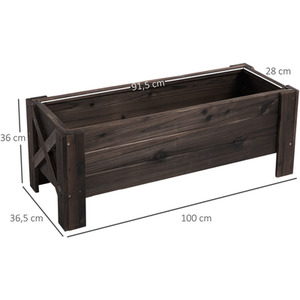 Outsunny Garden Raised Bed Planter Grow Containers - Carbonized by Outsunny