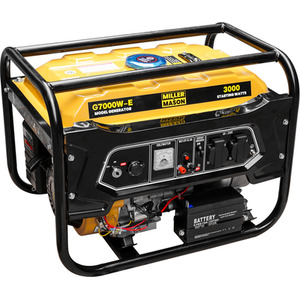 Electric Start Petrol Generator 3.75kVA 8HP G7000W-E - Yellow by Miller And Mason