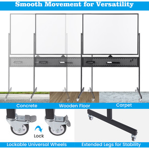 Magnetic White Board with Pegboard - Black by Costway