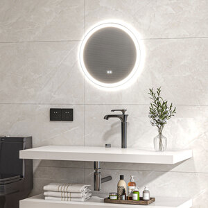 kleankin Bathroom Mirror with LED Lights, Dimmable Touch Switch - White, Clear by kleankin