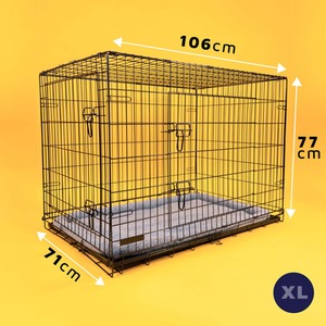 Dog Crate with Bed - Black / XL by DogCratesPlus
