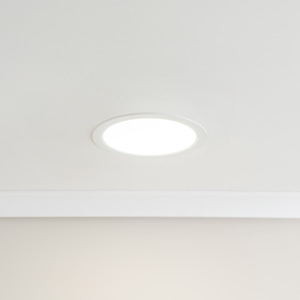 Lacey IP44 Integrated LED Round Flush Recessed Bathroom Ceiling Light - White by ValueLights