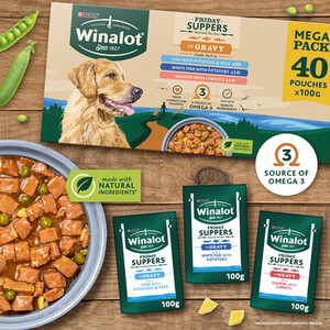 Pack of 40 Winalot Adult Fish in Gravy Wet Dog Food by Winalot