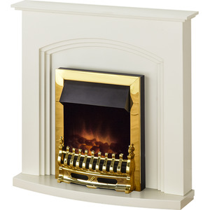 Adam Truro Fireplace in Cream with Blenheim Electric Fire in Brass, 41 Inch - Cream by Adam