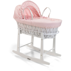 Waffle White Wicker Moses Basket - Pink by Clair de Lune