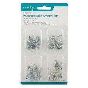 Steel Safety Pins - Assorted Sizes - Silver / 100 by Ashley