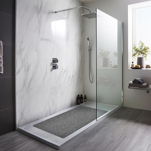 PVC Loofah Rectangular Shower and Bath Mat - Grey / 90cm x 60cm by Nicoman