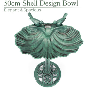 Clam Shell Pedestal Bird Bath by Christow