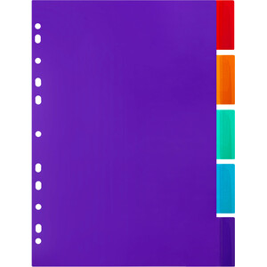 Pack of Five Plastic Tab Dividers