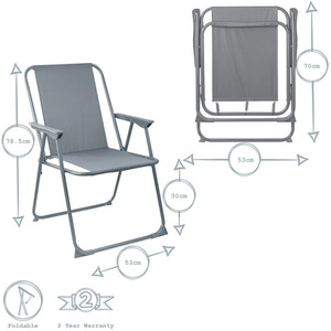 Folding Metal Camping Garden Chair - Grey