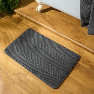 Chevron Embossed Non-Slip Bath Mat - Charcoal Grey by OHS
