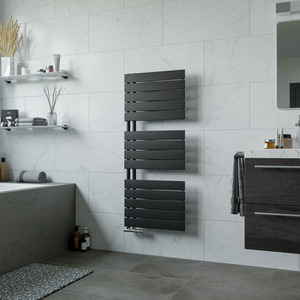 Agadon Panio UP Designer Towel Radiator Black - Black / 50cm / 119.5cm by Agadon