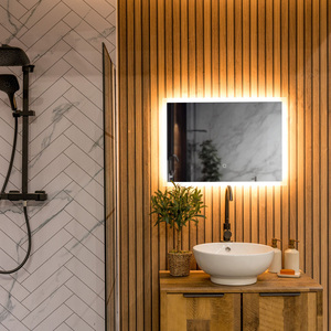 IP44 Bathroom Mirror Integrated LED Lights Touch Control and Demister Pad - Silver by ValueLights