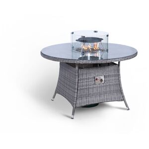 Arizona Fire Pit Round Rattan Patio Dining Set - Grey / 4 by Giardino