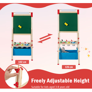 3-in-1 Kids Art Easel Double-sided Easel - Natural by Costway