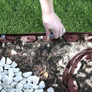 Flexible Plastic Lawn Edging with 40 Pegs Mallet - 10m x 4cm - Brown - Brown by Harbour Housewares
