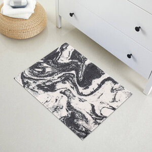 Nova Marble Silver Grey Bath Mat - Silver Grey and White