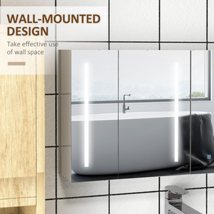 kleankin LED Lighted Wall Mounted Bathroom Mirror Cabinet with USB Charged - High gloss by kleankin