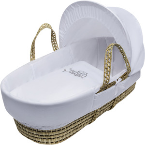 Sleepy Little Owl Moses Basket with Natural Rocking Stand - White by Kinder Valley
