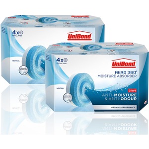 UniBond AERO 360 Moisture Absorber and Neutral Refill Tab 450g, 4pk x 2 - Dehumidifier by UniBond