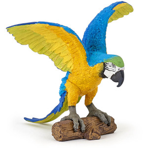 PAPO Wild Animal Kingdom Blue Ara Parrot Toy Figure - Black by PAPO