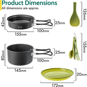 Camping Cookware 11Pc Set 2 Person - Black by Trail