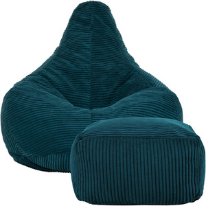 icon Dalton Gaming Bean Bag Chair and Footstool, Corduroy - Teal by icon