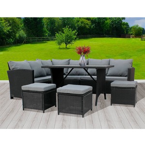 BIRCHTREE Rattan Garden Furniture Patio Set - Black by BIRCHTREE
