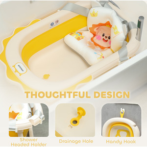 AIYAPLAY Foldable Baby Bath Tub Set with Bath Cushion Wash Basin - Yellow by AIYAPLAY