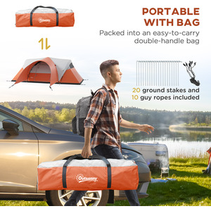 Outsunny 3000mm Waterproof Camping Tent with Porch and Sewn in Floor by Outsunny