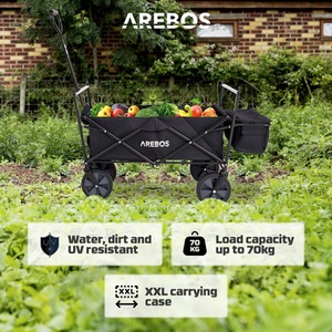 Foldable Cart With Roof - Black by Arebos