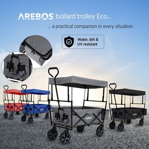 Foldable Cart With Roof - Grey by Arebos