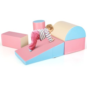 5PCS Kids Climb and Crawl Activity Playset - Pink & Blue by Costway